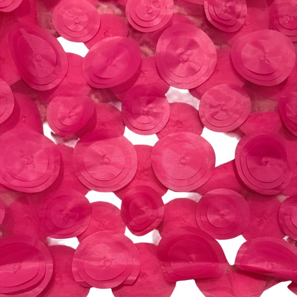 Frank Lyman Montreal Hot Pink 3D Floral Applique Mesh Top Long Sleeve Fuchsia M - Picture 5 of 11